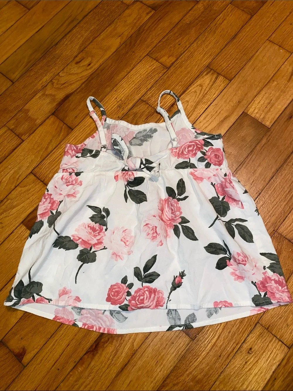 Girls Old Navy White Tank Top with Pink Floral Print - Picture 3 of 4